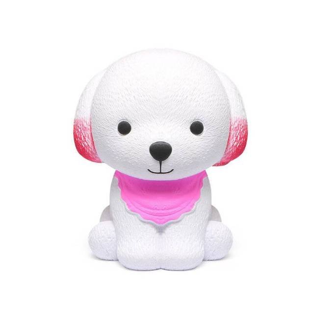Squishy Chien Blanc (Couleur: Bandana Rose)
